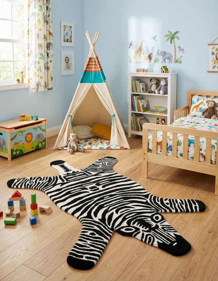 Detail image of  4' 1 x 6' 1 Playtime Kids Wool Freeform Rug