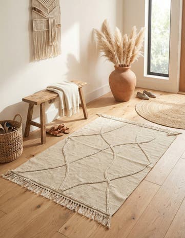 3' 4 x 4' 7 Hand Woven Kilim Modern Wool Rug