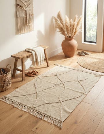3' 4 x 4' 7 Hand Woven Kilim Modern Wool Rug