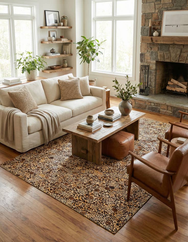 Detail image of 4' 11 x 7' 11 Cowhide Stocks Rug