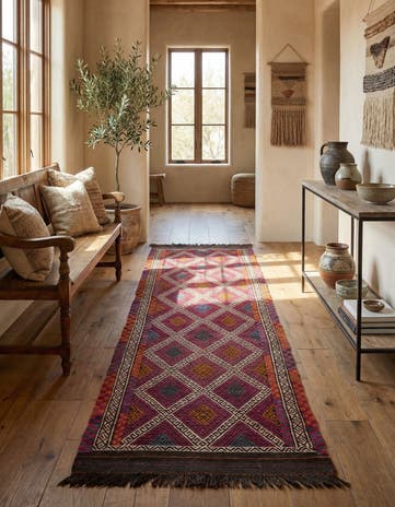 2' 4 x 8' Hand Knotted Kilim Fars Persian Wool Runner Rug