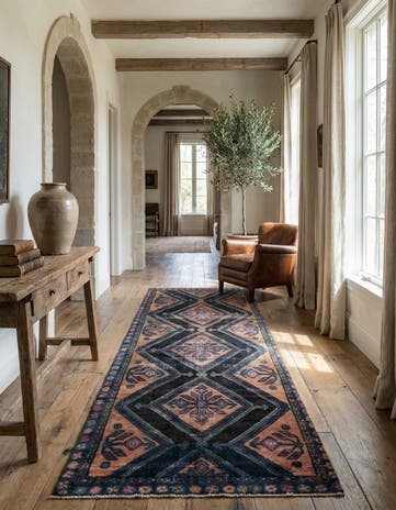 4' 7 x 10' 4 Hand Knotted Ultra Vintage Persian Wool Runner Rug