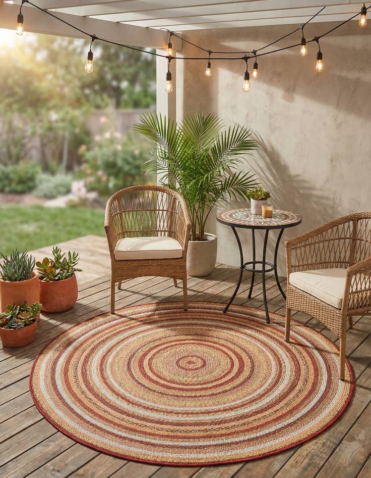 Detail image of 4' x 4'  Washable Baja Indoor / Outdoor Round Rug