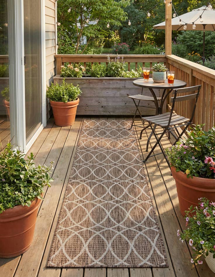 Detail image of 2' x 8' Easy-Clean Trellis Indoor / Outdoor Runner Rug