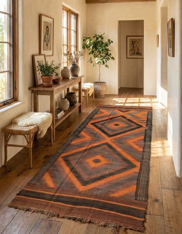 4' x 10' 8 Hand Woven Kilim Fars Wool Runner Rug