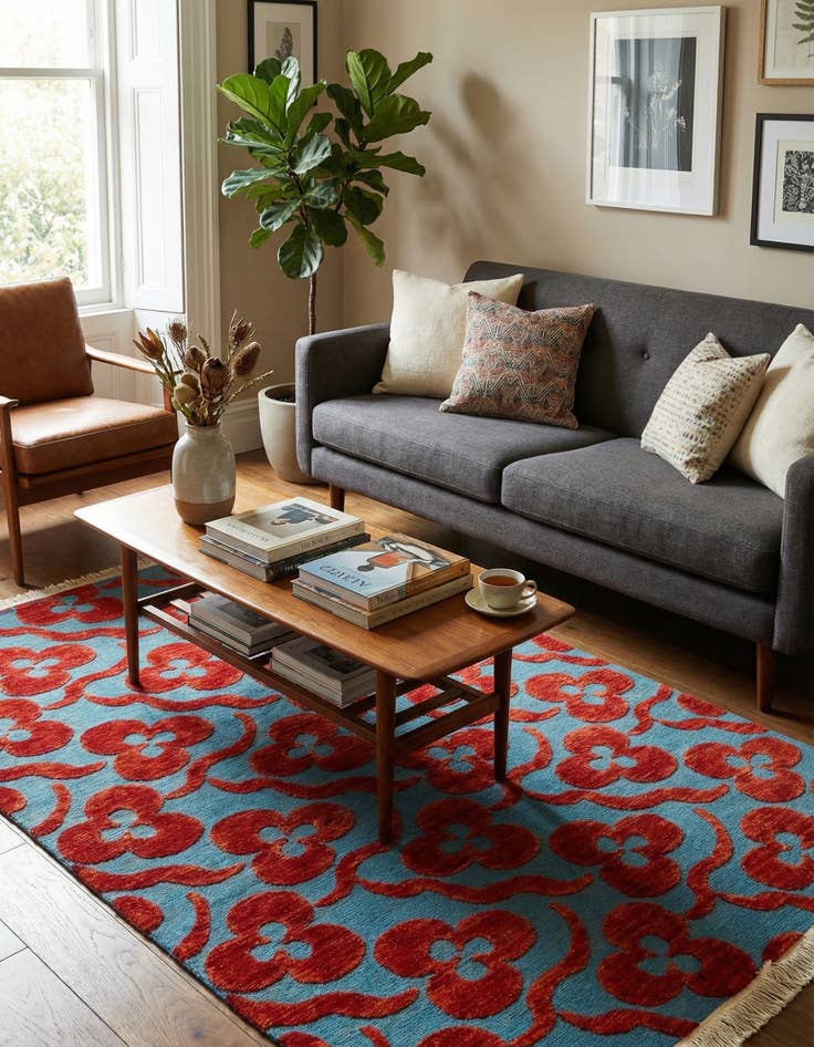 Detail image of 4' 2 x 6' 4  Hand Knotted Darya Wool Rug