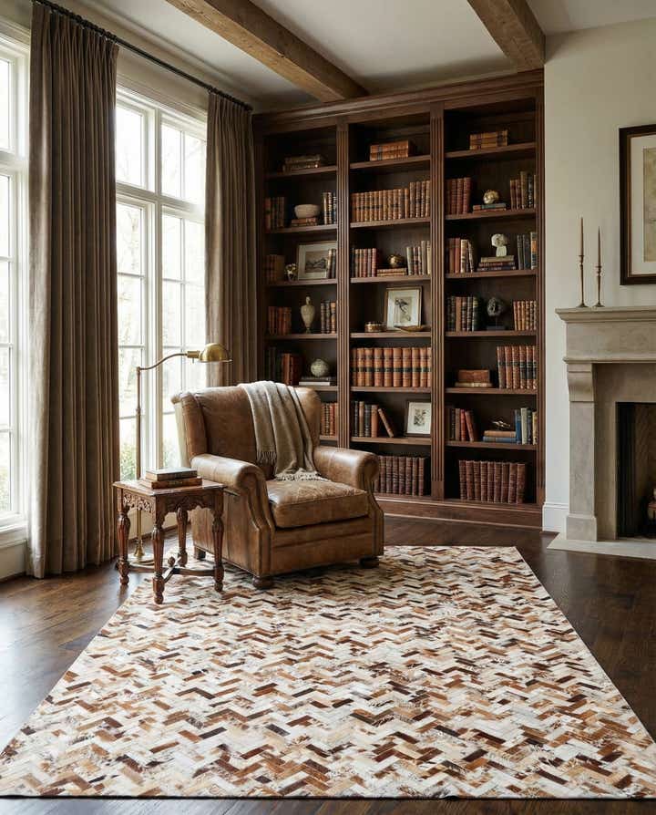 5' 2 x 8' Cowhide Leather Rug