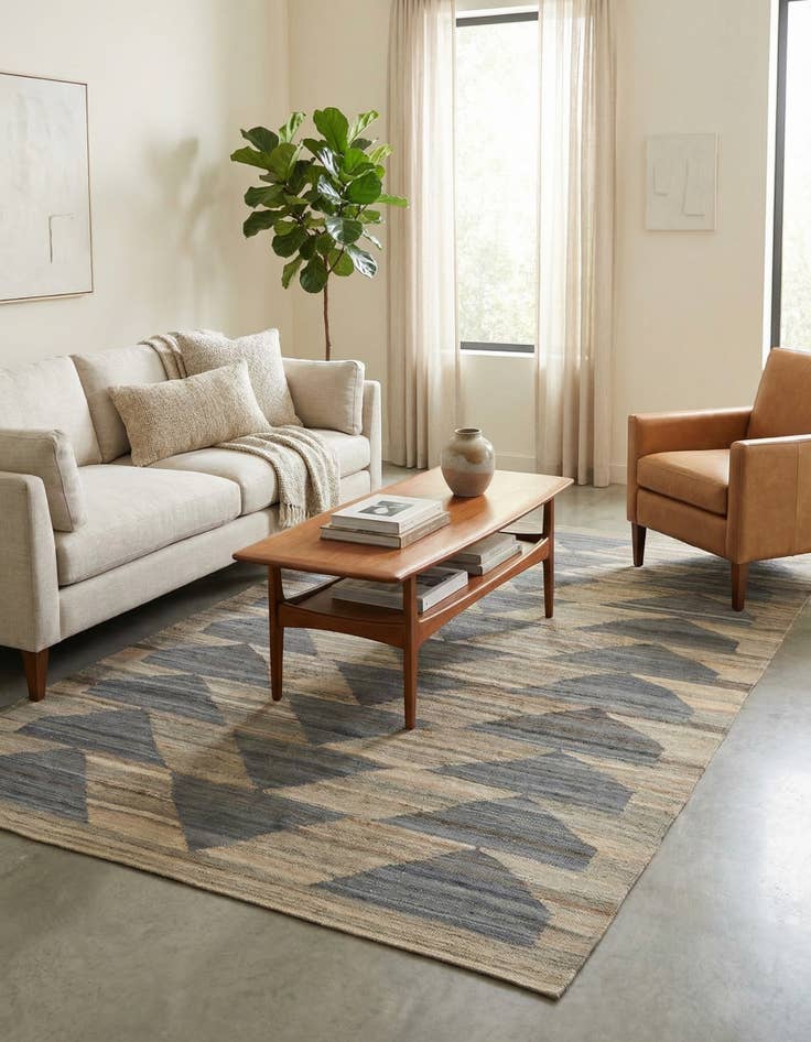 Detail image of 5' 8 x 7' 7  Hand Woven Kilim Modern Wool Rug