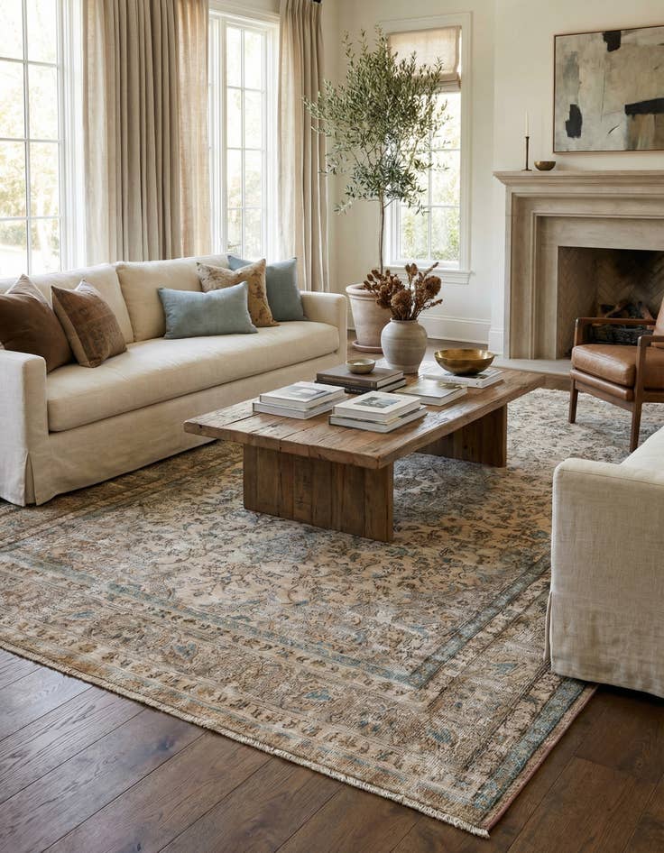 Detail image of 6' 5 x 9' 4  Hand Knotted Ultra Vintage Persian Wool Rug