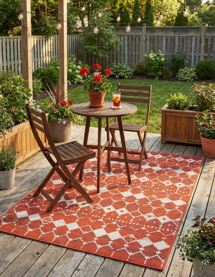 Detail image of 4' x 6' Easy-Clean Lattice Indoor / Outdoor Rug