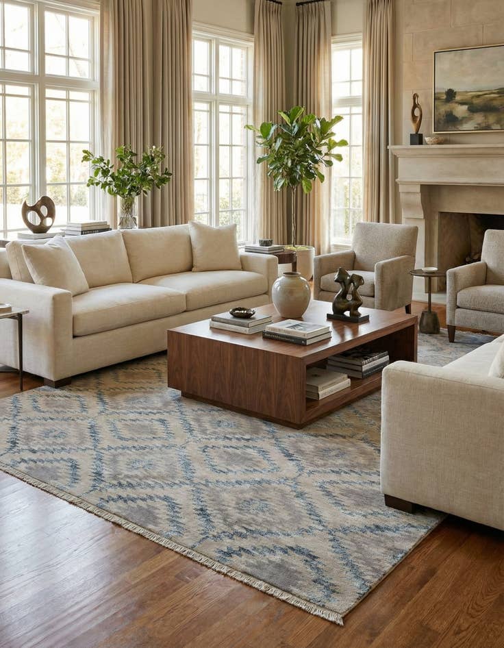 Detail image of 9' 5 x 13'  Hand Knotted Darya Rug