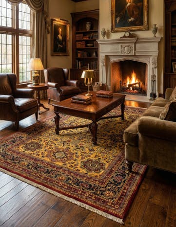 5' 7 x 7' 9 Hand Knotted Isfahan Oriental Wool Rug