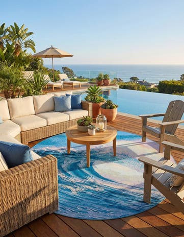 10' x 10' Easy-Clean Modern Indoor / Outdoor Round Rug