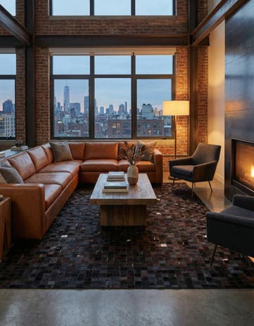 5' x 8' Cowhide Leather Rug