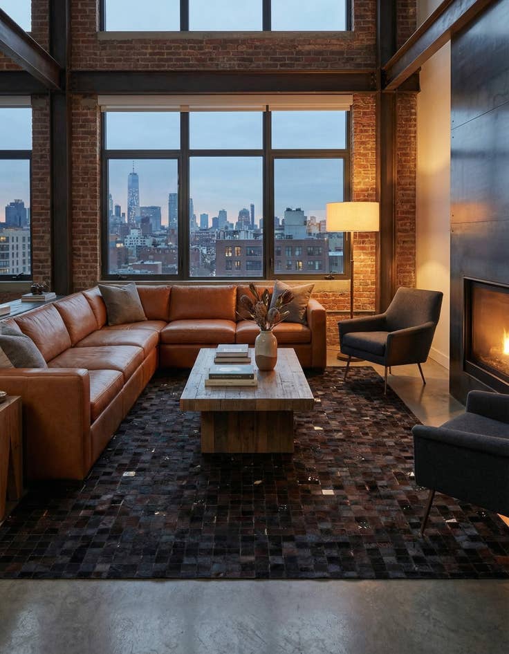 Detail image of 5' x 8' Cowhide Leather Rug