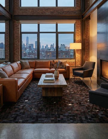 5' x 8' Cowhide Leather Rug