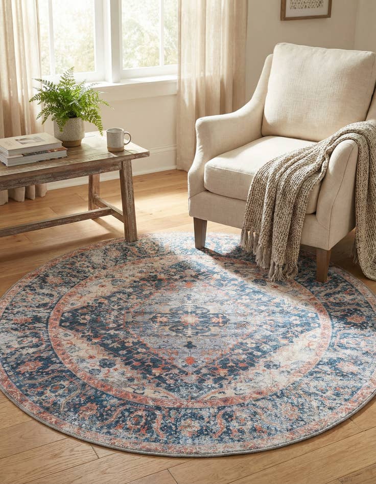 Detail image of  4' x 4'  Washable Yara Round Rug