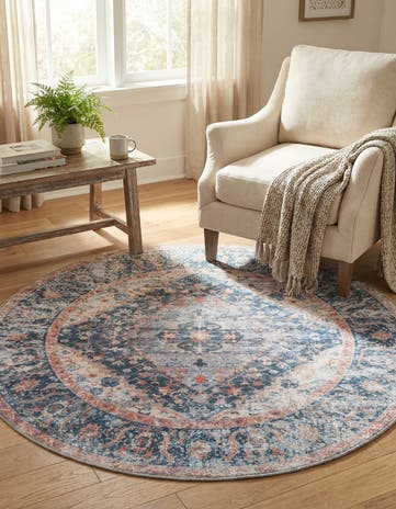 4' x 4' Washable Yara Round Rug