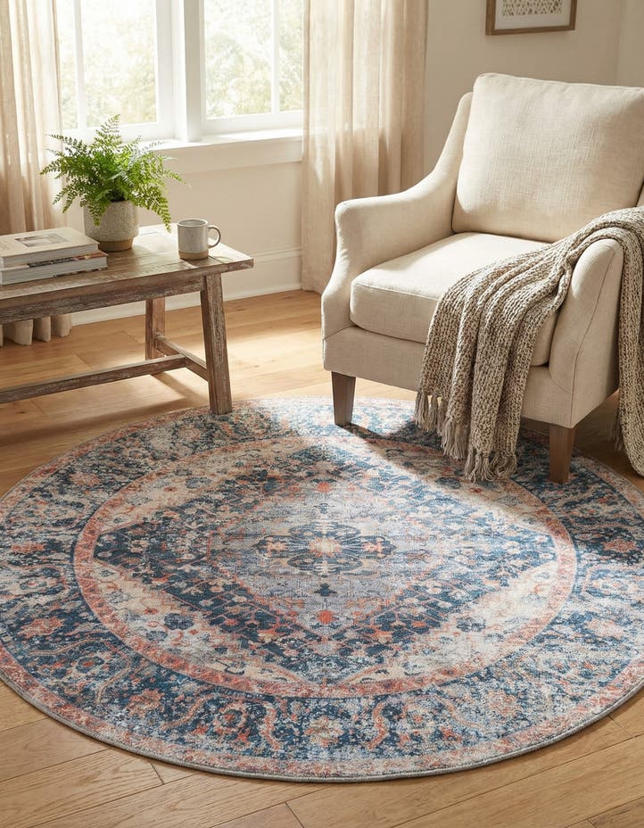 4' x 4' Washable Yara Round Rug
