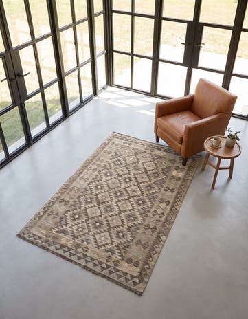 3' 11 x 6' Hand Woven Kilim Maymana Wool Rug