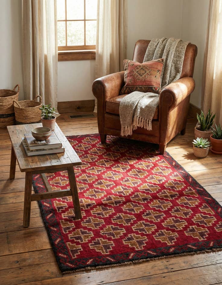 Detail image of 3' x 4' 9  Hand Knotted Balouch Persian Wool Rug