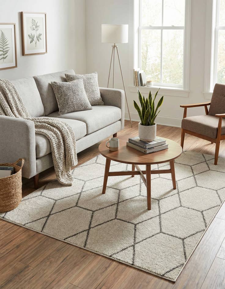 Detail image of  4' x 4' Lattice Frieze Square Rug