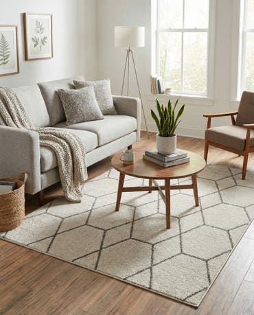  4' x 4' Lattice Frieze Square Rug