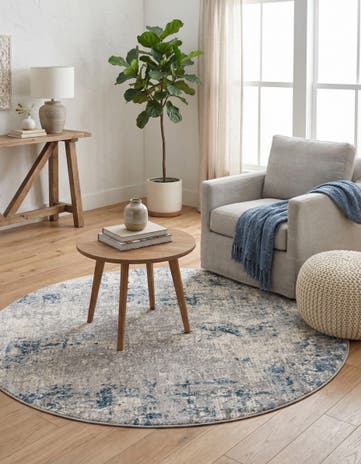 Gray Blue Caspian Round Rug