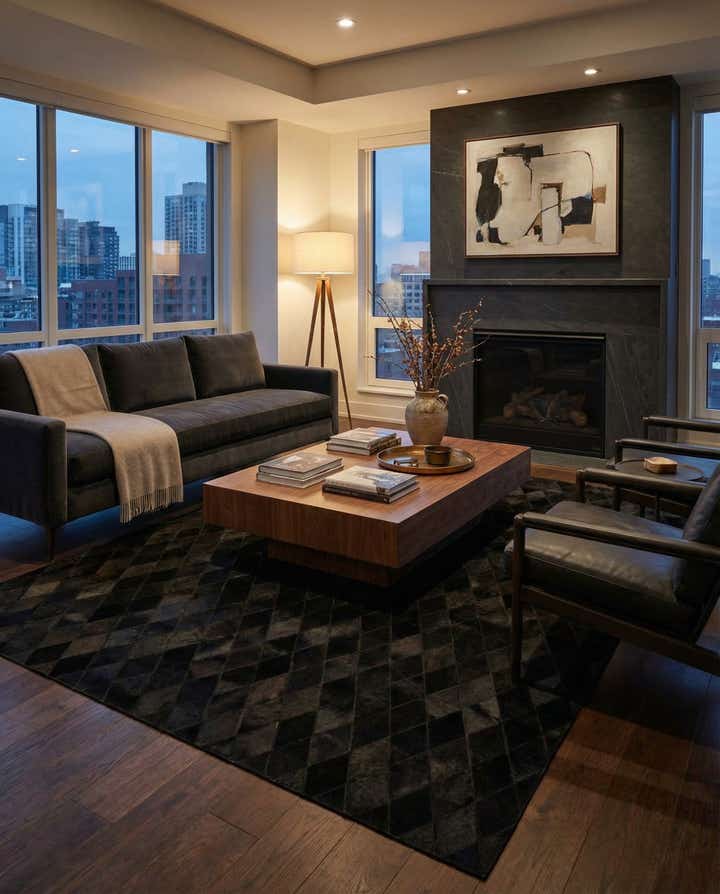 5' 7 x 7' 11 Cowhide Stocks Rug