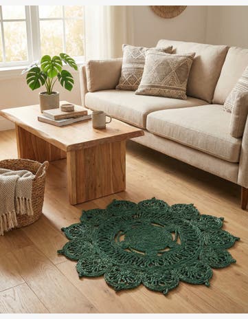 Hunter Green Handmade Braided Jute Round Rug
