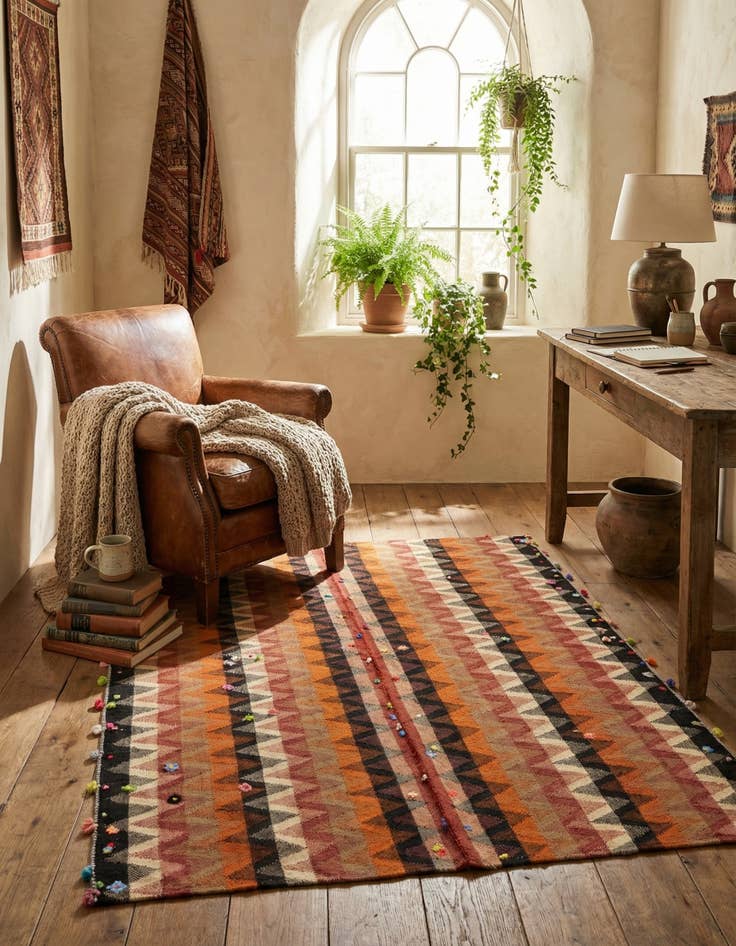 Detail image of 4' 4 x 5' 3 Jajim Square Rug