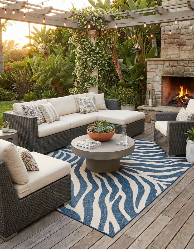 Detail image of 10' x 10'  Washable Safari Indoor / Outdoor Square Rug