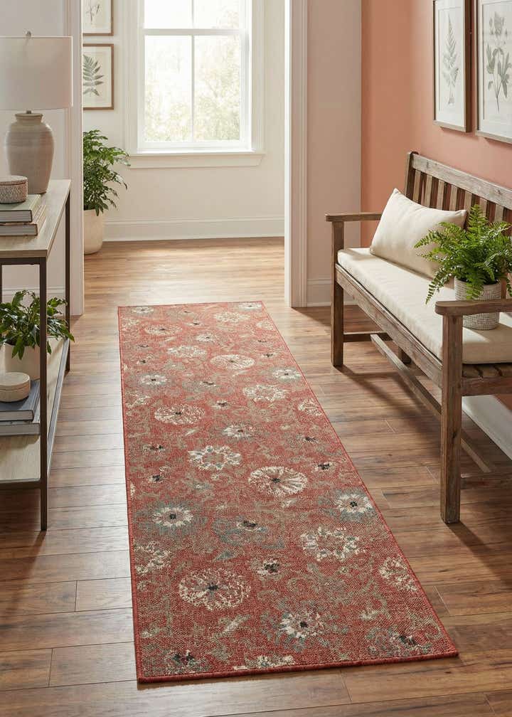 2' 7 x 10' Easy-Clean Botanical Indoor / Outdoor Runner Rug