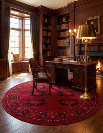 Red Bokhara Round Rug