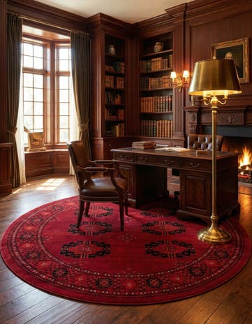 Red Bokhara Round Rug