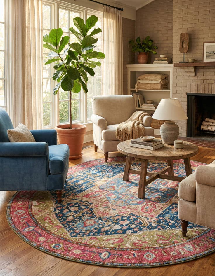 Detail image of  7' 10 x 10'  Washable Traditional Indoor / Outdoor Oval Rug