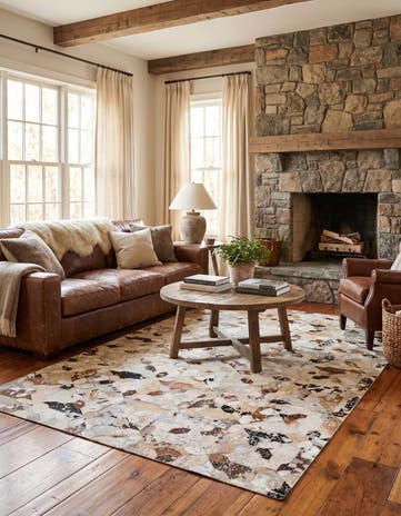 5' x 8' 1 Cowhide Leather Rug