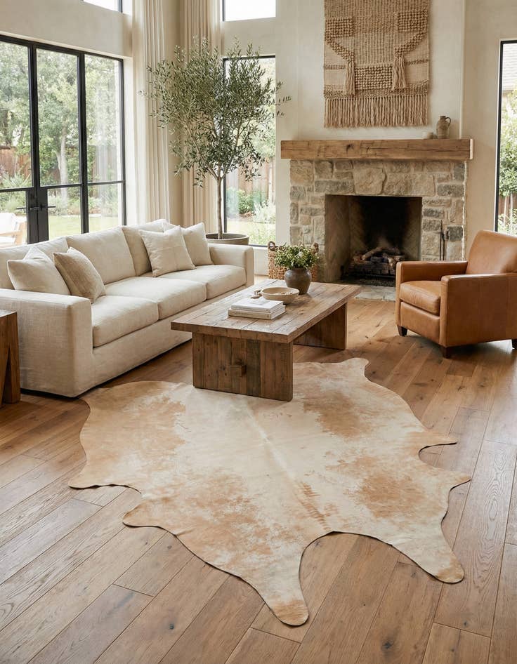 Detail image of 6' 1 x 6' 7 Cowhide Leather Square Rug