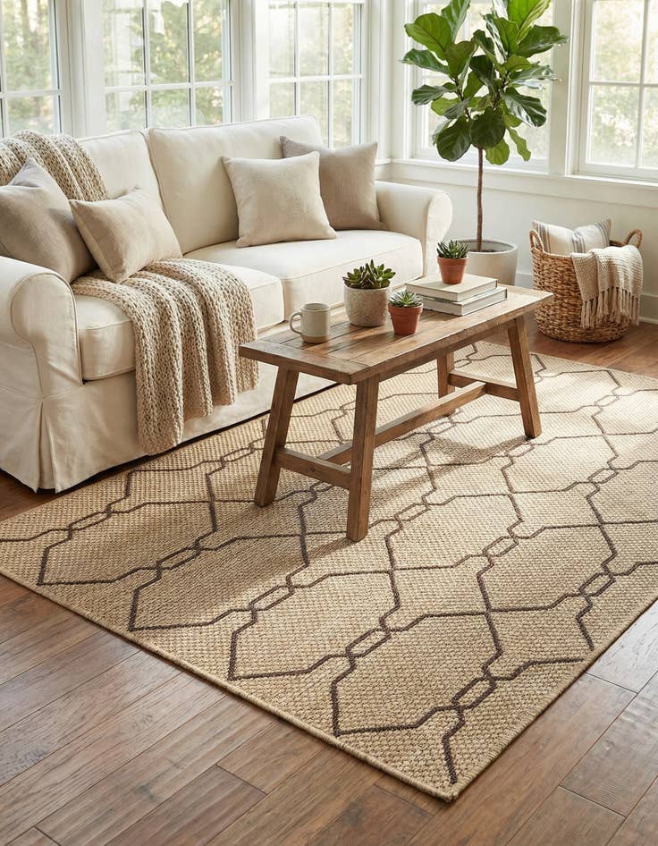 Detail image of 4' x 6'  Washable Trellis Indoor / Outdoor Rug