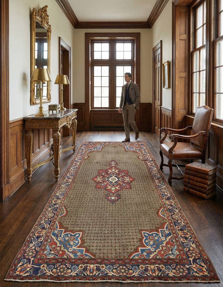 Detail image of 5' x 10' 2 Hand Knotted Koliaei Persian Wool Runner Rug