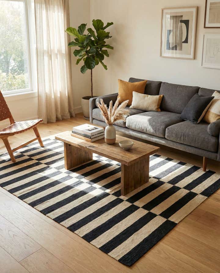 4' 2 x 5' 9 Hand Woven Kilim Modern Wool Rug