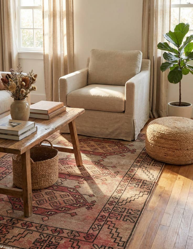 Detail image of  3' 9 x 5' 7  Hand Knotted Ultra Vintage Persian Wool Rug