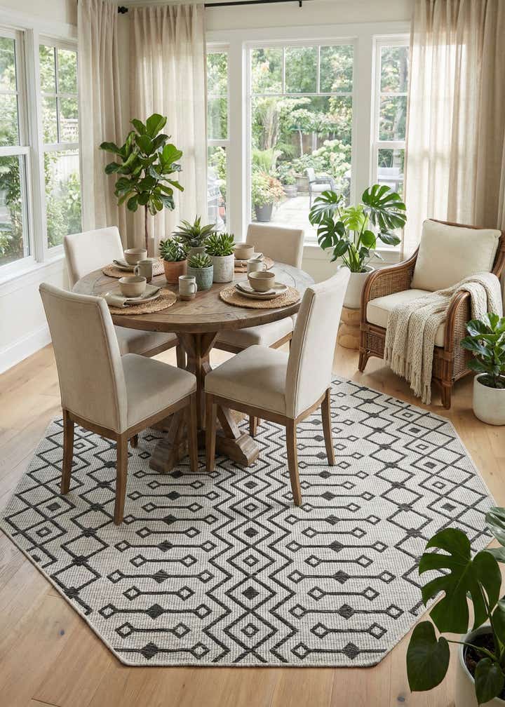 7' 10 x 7' 10 Easy-Clean Trellis Indoor / Outdoor Octagon Rug