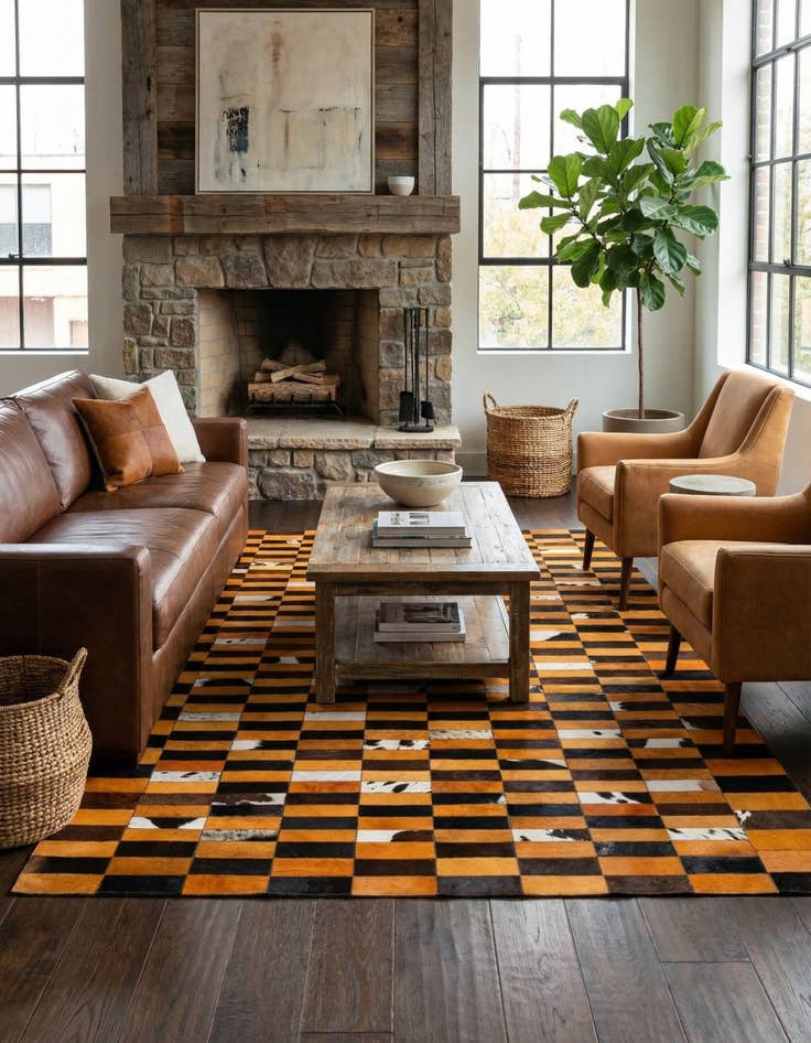 Detail image of 5' 1 x 7' 11 Cowhide - Patchwork Rug