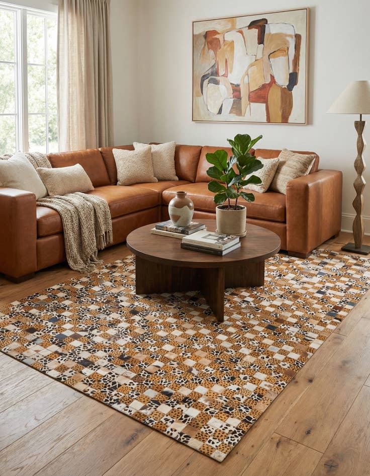 Detail image of 5' x 8' Cowhide Leather Rug