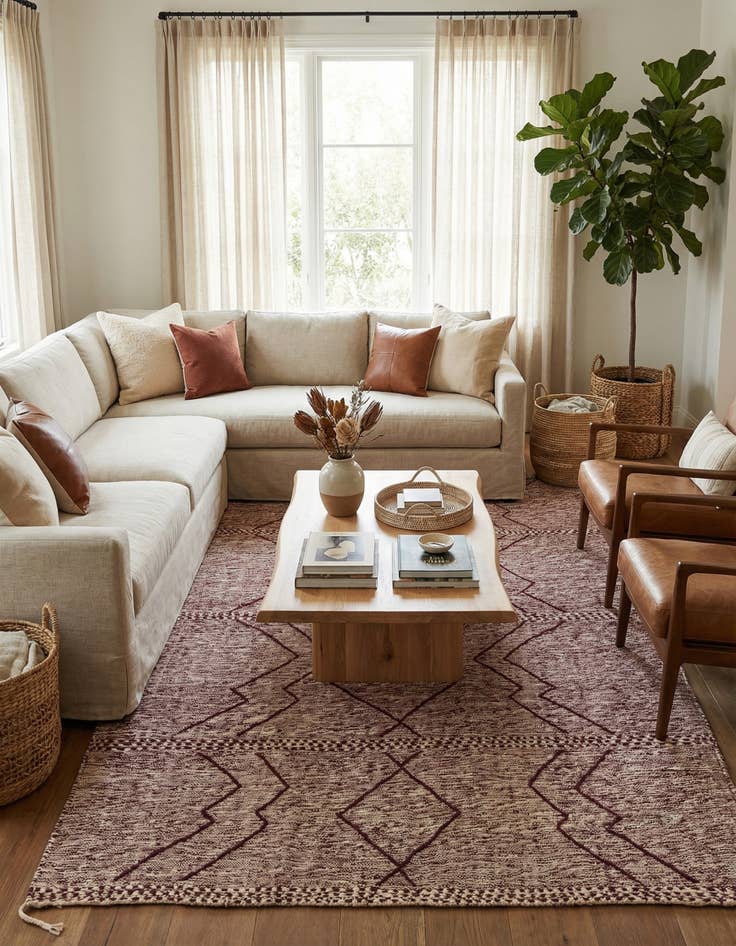 Detail image of 6' 4 x 10'  Hand Knotted Moroccan Wool Rug