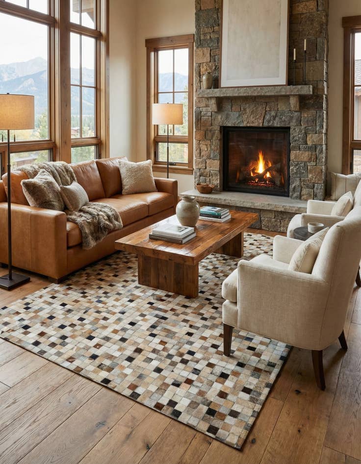 Detail image of  5' x 7' 11 Cowhide - Patchwork Rug