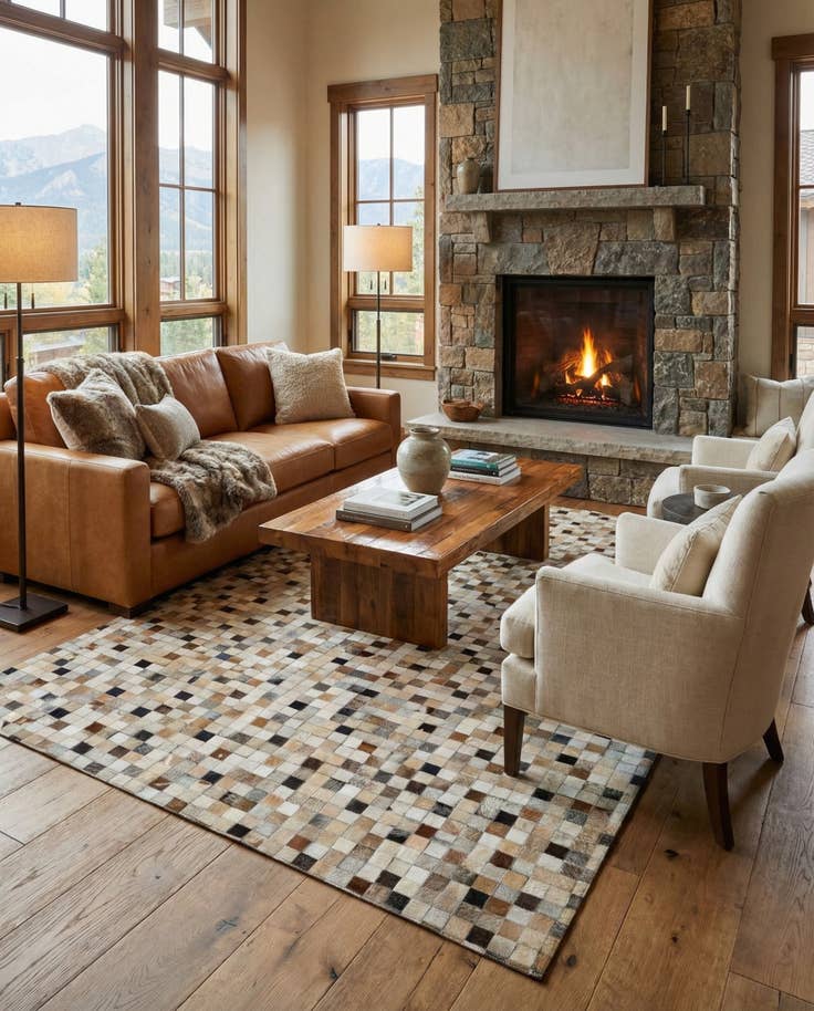 Detail image of 5' x 7' 11 Cowhide - Patchwork Rug