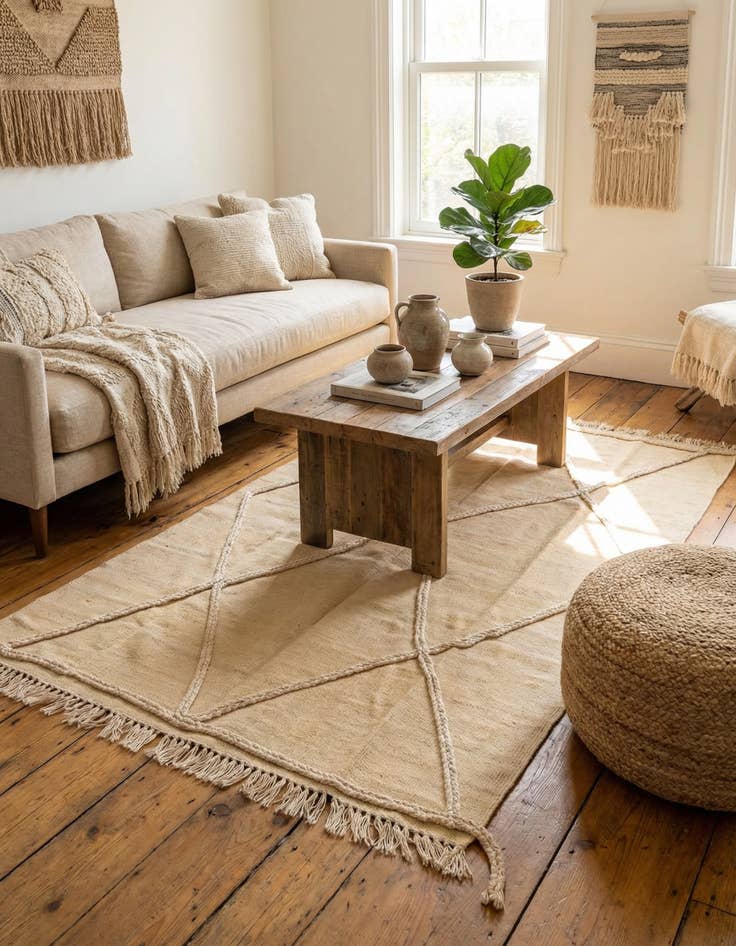 Detail image of 3' 5 x 5'  Hand Woven Moroccan Wool Rug