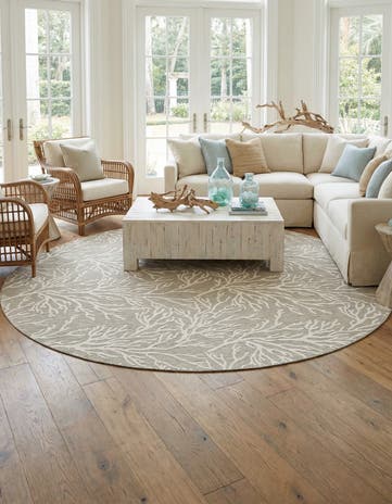 13' x 13' Easy-Clean Coastal Indoor / Outdoor Round Rug
